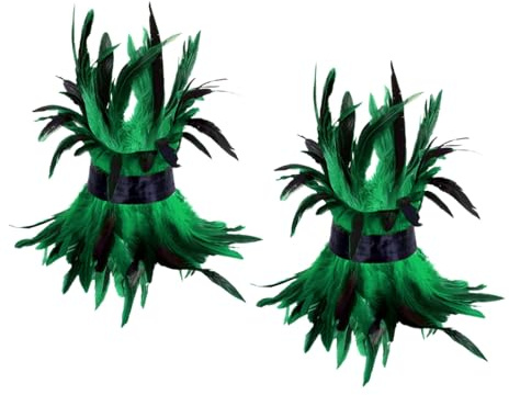 Generisch Bracelet de cheville en plumes pour femme - Accessoire punk pour fête, mascarade, déguisement, jambière