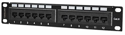 Intellinet 720748 12-Port Cat6 Patchpanel UTP 1 HE 25,4 cm (10 Zoll) schwarz