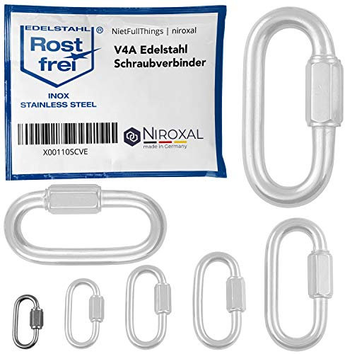 4 pezzi 3-mm V4A acciaio inox connettore a vite forma corta dritta e robusta carico di rottura 330 kg connettore rapido moschettone avvitabile fissaggio a sgancio rapido
