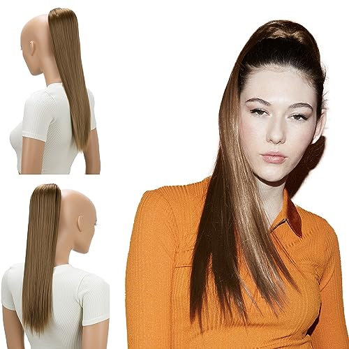 CAISHA 55cm Haarteil Nina mit Kordelverschluss Zopf Haarverlängerung Glatt Hellbraun PH505