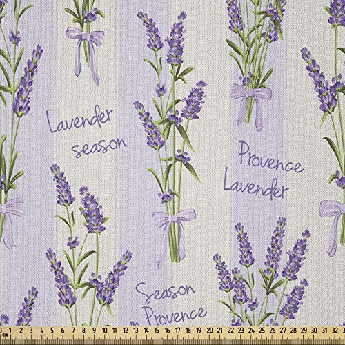 ABAKUHAUS Lavendel Stoff als Meterware, Streifen und Blumen, Microfaser Stoff für Kunsthandwerke und Dekoration, 5M (230x500cm), Lila