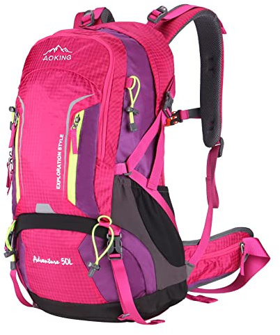 Aoking Zaino da Trekking 50 Litri, Zaino da Campeggio con Impermeabile e Poltiglia per Flusso d'aria per Viaggi Sportivi, Donne e Uomini