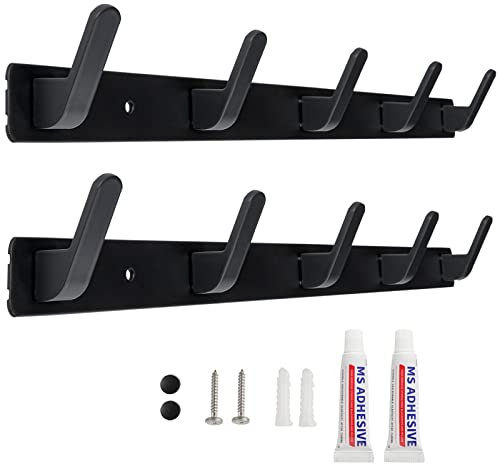 Sevenpers Kleiderhaken Hakenleiste Wand und Tür Garderobenhaken Garderobenleiste Aluminium Handtuchhaken Wandgarderobe mit für Küche, Bad(10 Haken)