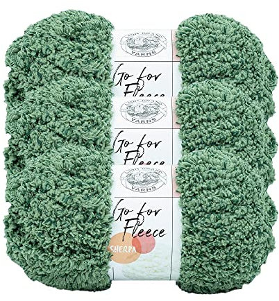 Lion Brand Yarn Go for Fleece Sherpa Jumbo-Garn zum Stricken, Häkeln und Basteln, 3er-Pack, Farn
