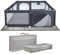 ONVAYA® Laufgitter mit faltbarer Spielmatte | Laufstall für Babys | 160 x 160 cm | Schutzgitter für Kinder | Rechteckiges Krabbelgitter | Absperrgitter | Babyzaun in Grau | sicher & schadstofffrei
