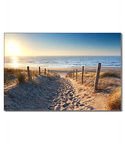 banjado Glas Magnettafel (120 x 80cm) - Magnetwand Glas - Magnetpinnwand als Memoboard - Pinnwand Magnettafel Küche, Büro, Kinderzimmer - Nordseestrand