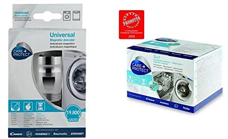 CARE + PROTECT Anticalcare Magnetico + Anticalcare Lavatrice e Lavastoviglie 3in1 in polvere, 12 Bustine + 1 Magnete, Rimozione efficace di Residui e Calcare