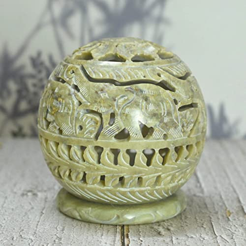 Tealight Candle Holder Soapstone/Gift for Loved Ones/Home/Office Decor/Handmade Gift (Design 3)