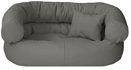 Juelle Hundebett aus Kunstleder Baby Hunde Kissen Ausziehbarer Bezug, Kuscheliges Hundesofa, Hundebett Fergus S-XXL (70x50 cm, Dark Asche)