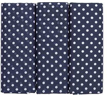 Boîte de 3 mouchoirs en coton Pois Extra Large Assortis Bleu Marine/Rouge, All Blue, XL