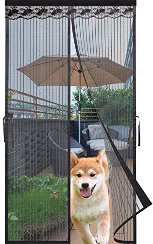 MEEYI Fliegengitter Tür Balkontür 85x205cm, Fliegengitter Lamellen Balkontür Netz Vorhänge Vollmagnetisch Für Flure/türen/Fenster - Schwarz