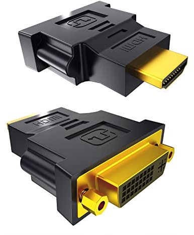 N NEWTOP Adattatore AD37 Convertitore DVI Femmina (24+5) Dual Link su HDMI Maschio (19 poli) Connettore Nero Dorato F-M Segnale Full HD 1080p Standard HDTV per Cavo Monitor Computer TV (2, Black)