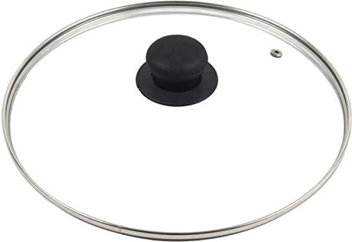 (HoF)® Glass Lid, Heat-resistant Lid with plastic Handle, Steam Hole, for Cooking Pot, Frying Pan, Saucepan, round Various Sizes (18 cm)