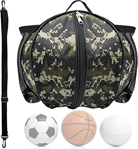 INHEMING Basketball Tasche, Basketball Sack mit Ballnetz,Runde Umhängetasche Tasche Balltasche für Basketball Fussball Volleyball - Grün
