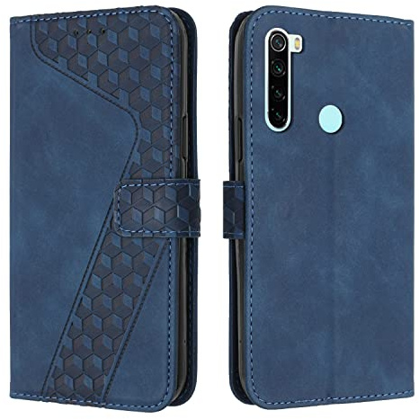 OKZone Cover per Xiaomi Redmi Note 8T, Custodia in PU Pelle per Xiaomi Redmi Note 8T, Custodia a Libro Folio Portafoglio con Chiusura Magnetica e Slot per Carte Wallet Case Flip Cover (Blu)
