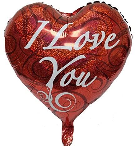 I Love You Holographischer Folienballon mit Herzmotiv, 45,7 cm, Rot