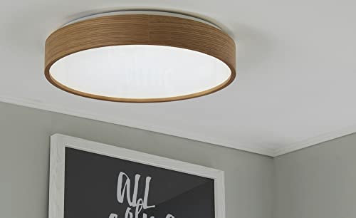 KHG LED-Deckenleuchte 60 cm, dimmbar, aus Eichenholz, 1-flammig, Farbtemperatur einstellbar 3.000-6.000 K (CCT), 2.000 lm Lichtleistung, 40 W Gesamtleistung, für Wohnzimmer, Schlafzimmer und Büro