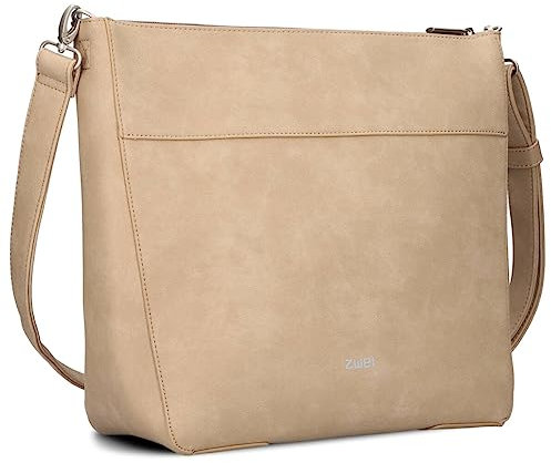 Große Schultertasche Mademoiselle M110 Damen Shopper 10 Liter klassisch-elegante Damen Umhängetasche mit Schlüsselring für die City Arbeit Shopping Business Platz für DIN-A4-Unterlagen (nubuk-sand)
