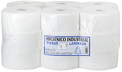 Lot de 18 rouleaux de papier toilette industriel extra lisse 400 g | doux et extra doux 2 couches avec précoupe | 120 mètres