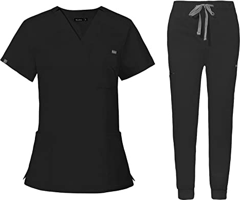 Baoblaze Uniforms Scrub Set with Pockets Nurse Top and Pants Men Women Clothes Comfortable Nursing Work Suits for Cosmetology Healthcare Pet Grooming
