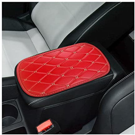 CGEAMDY Universal-Armlehnenkissen aus Leder, weich, rutschfest, wasserdicht, Autozubehör für Suv, LKW, Auto (Rot-Beige)