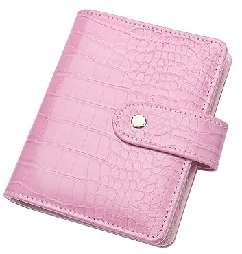 NatSumeBasics A7-Ordner, Brieftasche, Geldumschläge, PU-Leder, Budget-Ordner, Krokodilmuster, Notizbuchhülle, 6 Ringe, Ordner für Organizer, Reisetagebuch (Rosa)