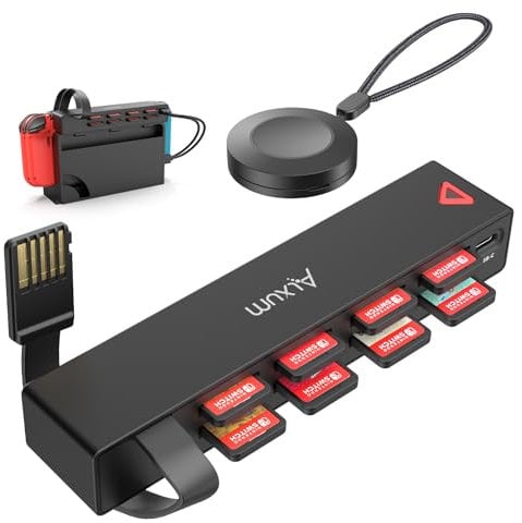 Alxum Switch Lector de Tarjetas de Juego con Mando a Distancia, 8 en 1 Multi Game Card Holder Compatible para Nintendo con 4 Gaming Cards Switcher y 4 para Almacenamiento de Tarjetas