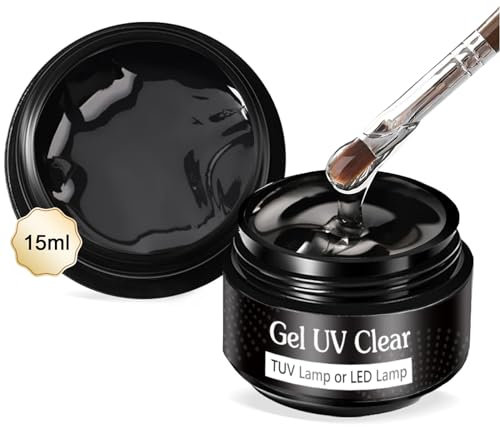 15g*2 Ongle UV Gel de Construction, Solide Sculpture Builder Gel, Gel Dur pour Ongles, Renforcement, Extension et Nail Art Manucure DIY, pour la Manucure Française, Transparent