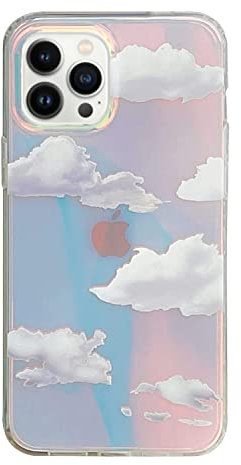 Asgens Compatible with iPhone 15 Pro Max 6.7 inch Laser Case, Cloud Pattern Iridescent Bling Glitter Luxury Case Protective Cover for iPhone 15 Pro Max 6.7 Girls Women