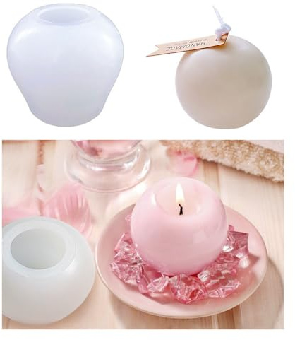 Finyoffiy Kerze Silikonform 3D-Kugelform aus Kunstharz DIY Kerzenformen Handgemachte Kerzenherstellung Gießformen Für DIY Kerzen Aromatherapie Aroma Seife Ornamen (Kerze)