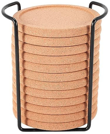 FutureHight Dessous de verre en liège avec lèvre pour absorbant, épais, soucoupe rustique avec support résistant à la chaleur et à l'eau, sous-verre rond réutilisable pour bar tasses en verre tables