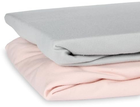Schlummersack Spannbettlaken 60x120 cm - 70x140-2er-Pack rosa/grau, 100% Baumwolle, Oeko-Tex, Bettlaken für Baby und Kinderbett