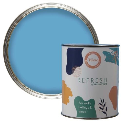 Vintro Paint Refresh Sky Blue Matt Finish for Furniture, Walls, or Wood, Interior Use -1 Litre (Sky Blue)