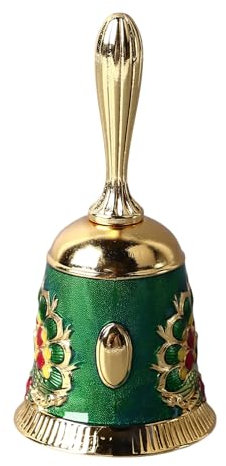 Serviceglocke, Handglocke aus Legierung, Antik, Kompakt, Zum Abendessen (Gold mit Buntem Grün)