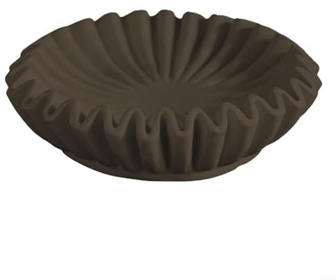 EpheyFIF Dekorative Schale, rustikale Obstschale aus Kunstharz, 15,2 x 15,2 x 5,1 cm, geriffelte Rüschen, dekorative Schalen zur Aufbewahrung kleiner Gegenstände (schwarz)