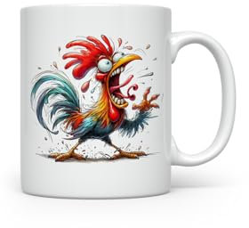 MAXIKIWI - Taza de café o té de cerámica suave y duradera para el hogar u oficina, perfecta para cualquier ocasión, diseño divertido de gallo de 2 a 300 ml