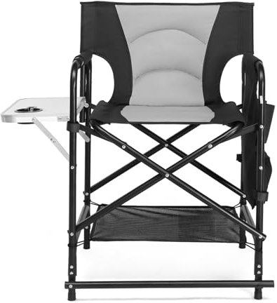 OmySalon Campingstuhl mit Beistelltisch-Aufbewahrungstasche, 56 cm D x 59 cm B x 91 cm H, Faltbarer Campingstuhl für Aritisten und Kunden.