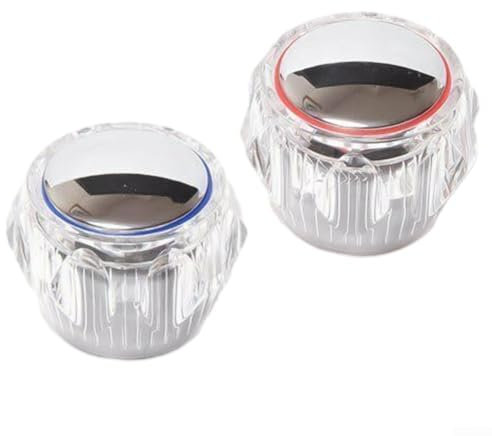 Top Head Faucet Cover, Fits Most Taps, Clear Acrylic Faucet Cover, Hot & Cold Water IndicatorsTop Head Covers, Easy Installation Plated Red and Blue Tap Top for Kitchen Bathroom