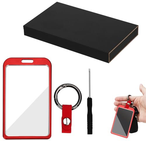 Porte-Clés Carte Mousqueton pour Tesla, Porte-Badge Remplacement Carte de clé Couvercle clé Carte Souple Transparent Adapté aux Accessoires Cybertruck Modèle Y/3 Modèle S/X (Rouge)
