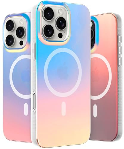 LONLI Hue - for iPhone 16 Pro Max Case - Holographic Iridescent Phone Case - [Comatpiable with Magsafe]- Cute, Unique and Aesthetic Shockproof Cover - [360° Shock-Absorbent Bumper]