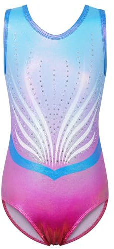 ZNYUNE Mädchen Farbverlauf Gymnastikanzug Ärmellos Kinder Gymnastik Trikot Klassisch B374 BluePurple 12A