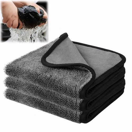 JCGJC 3Pcs Magic Bathroom Drying Cloth, 40×60 cm Car Drying Towel Extra Large, Microfibre Cleaning Cloths for Removing Water in Shower&Bathroom, Say Goodbye to Streaks Stains Limescale Deposits