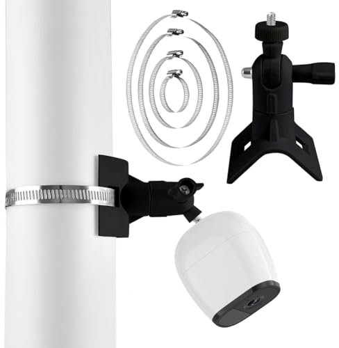 360° Universelle Masthalterung, Camera Pole Montagehalterung mit 4 Verstellbare Rohrschelle, Masthalterung Halterung für Innenkamera Spotlight Kamera&Solarpanel zum Rohrdurchmesser 30-200 mm (Schwarz)