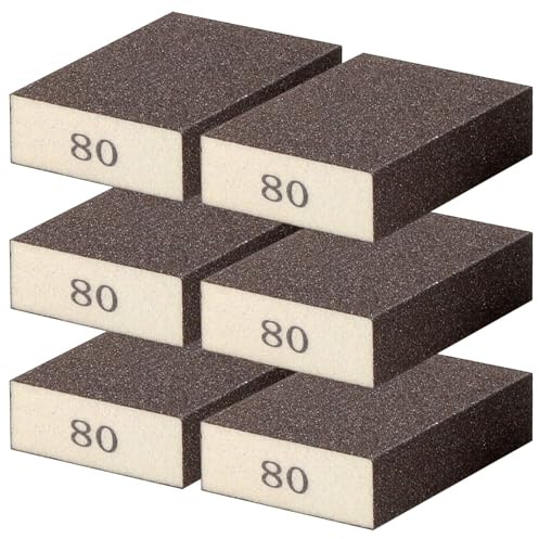 6Pcs Sanding Sponge 80 Grit Sanding Block Washable and Reusable for Wood, Metal, Wall Polish