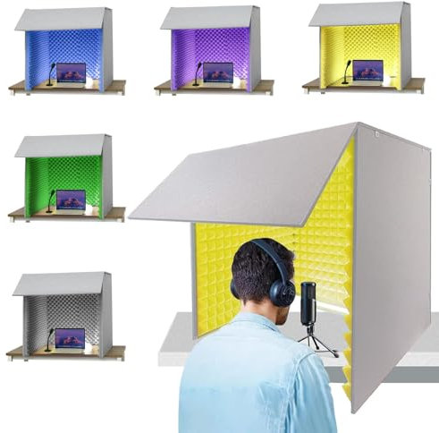 Ddasam Gesangskabine, Tragbare Tonaufnahme, Vocal Booth Box, Mikrofon Isolation Shield, Akustikschaum Schalldichte Schaumstoffplatten, Aufnahmekabine,für Studio Zuhause Mikrofon Vokalkabinen