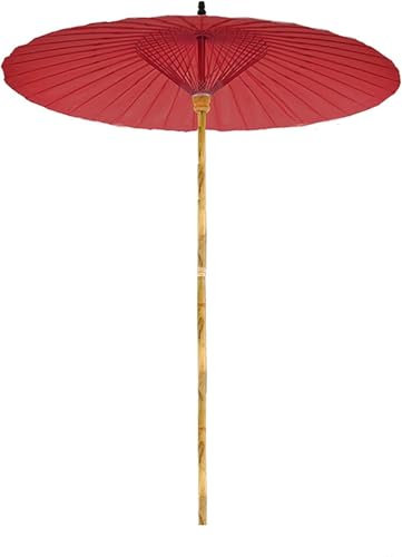 Ombrello Shanghai in Stile Cinese da 7 Piedi, ombrellone da Giardino Esterno in bambù, Impermeabile, Protezione UV, ombrellone Rotondo per Piscina, terrazza, terrazza, Rosso Scuro, 200 cm/6,