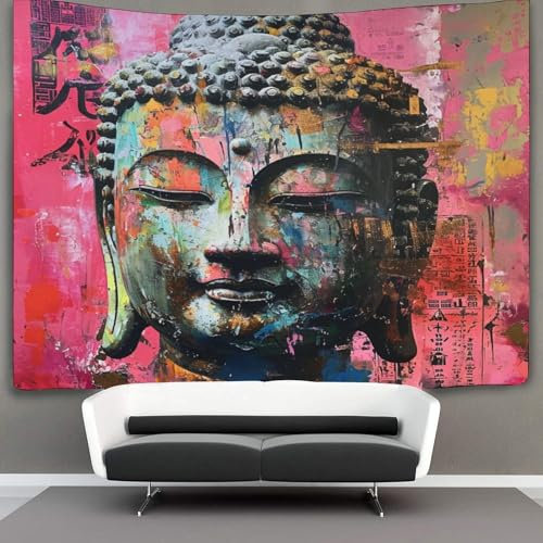 BJLZGUDFV 3D Druck Buddha Statue Wandteppiche Poster Ornament Wandbehang Wandteppich Raumteiler Vorhang Für Wohnzimmer Schlafzimmer Tapisseries 150cmx200cm