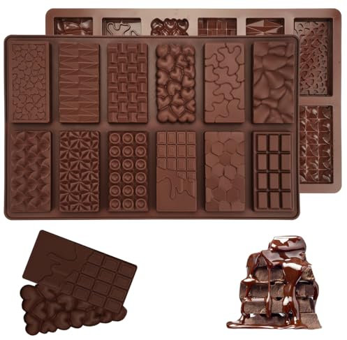 2 Pièces Moules à Chocolat en Silicone,12 Cavités Moule Tablette Chocolat,Moule Silicone Chocolat Antiadhésif,Facile à Démouler,Moule Silicone Tablette de Chocolat pour Faire du Chocolat,Pralines