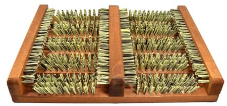 Fußabtreter mit Bürsten 36x27x50 cm aus Buchenholz - Schuhabstreifer Aussen Bürsten mit Anti-Rutsch-Stoppern - Schuhabtreter mit Kräftigen Borsten für Indoor und Outdoor (Dunkles Holz)