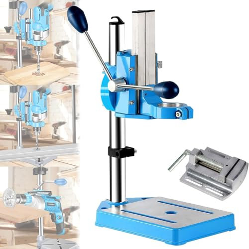 HmLotd Tischbohrmaschinenständer, Bohrmaschinenständer für Handbohrmaschinen, Klemmkopf aus Aluminiumlegierung, verstellbare Höhe, vergrößerte und verbreiterte Basis aus Aluminiumguss
